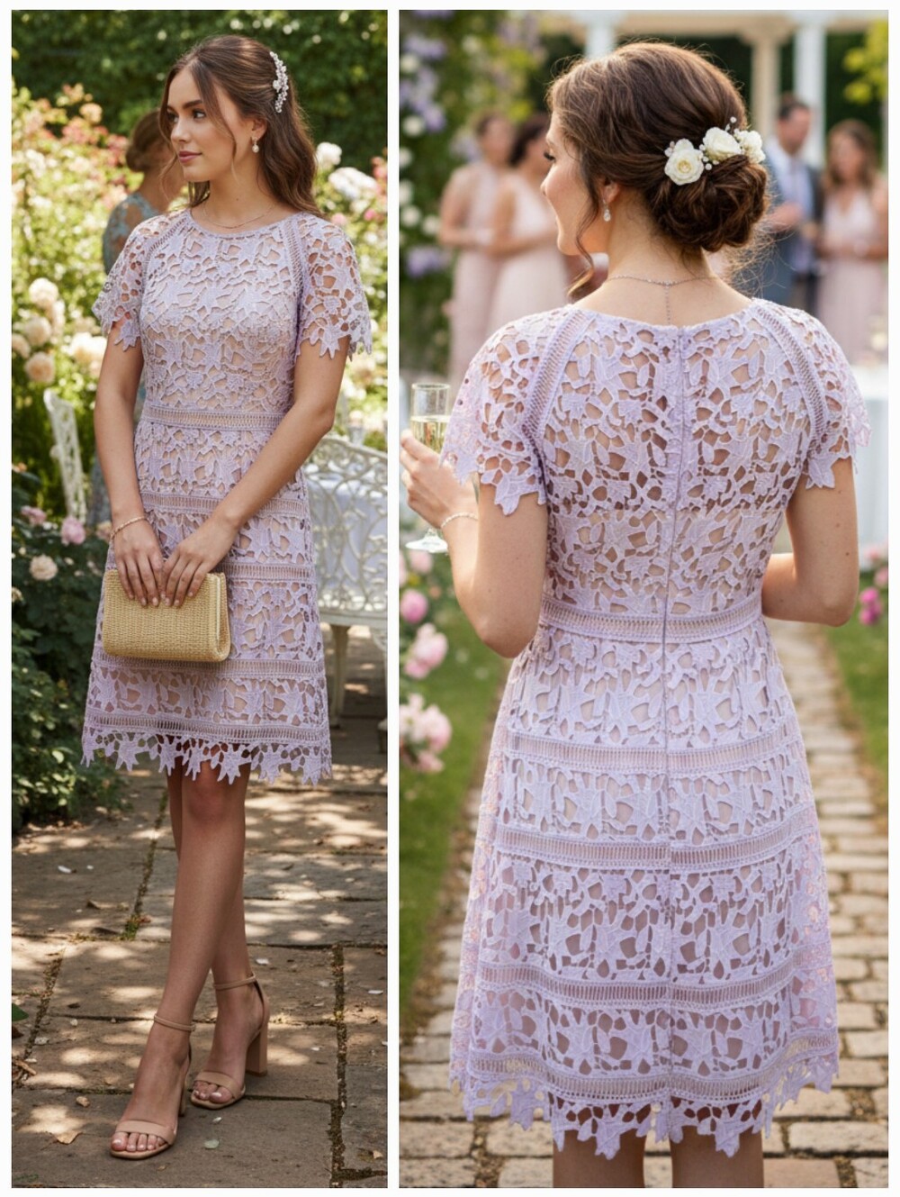 Eliza J 10 Garden Party Whimsigoth Soft Girl Wedding Guest Guipere Lace Dress